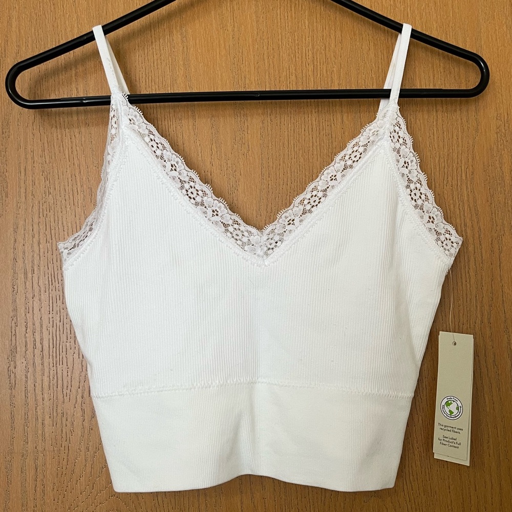No Boundaries White Lace Trim Camisole